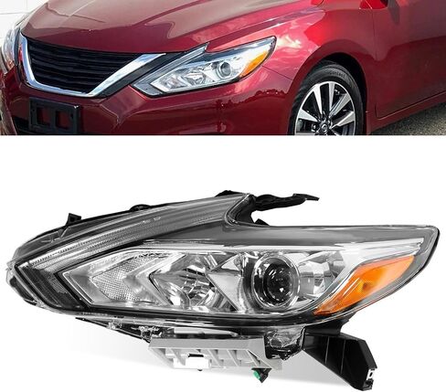 مجموعة مصابيح أمامية هالوجين مع مصابيح LED DRL متوافقة مع 2016-2018 نيسان ألتيما للمصابيح الأمامية اليسرى للسائق ومبيت كروم in Kuwait