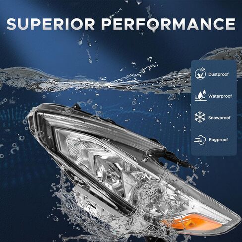 مجموعة مصابيح أمامية هالوجين مع مصابيح LED DRL متوافقة مع 2016-2018 نيسان ألتيما للمصابيح الأمامية اليسرى للسائق ومبيت كروم in Kuwait