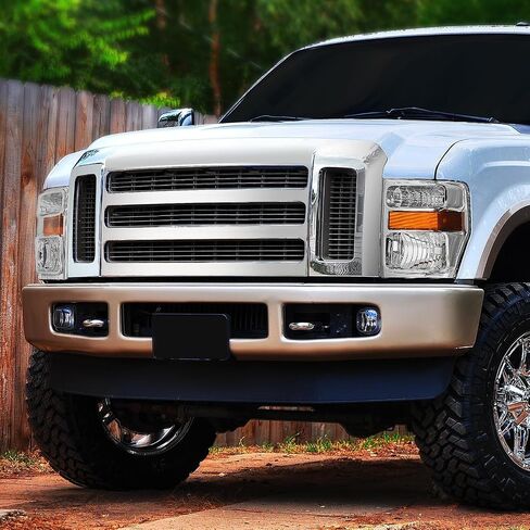 PHILTOP Headlight Assembly, Chrome Headlights Replacement Compatible with 2008-2010 Ford F250 F350 F450 Super Duty Amber Reflector Clear Lens Color in Saudi Arabia