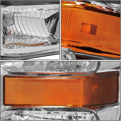 PHILTOP Headlight Assembly, Chrome Headlights Replacement Compatible with 2008-2010 Ford F250 F350 F450 Super Duty Amber Reflector Clear Lens Color in Saudi Arabia