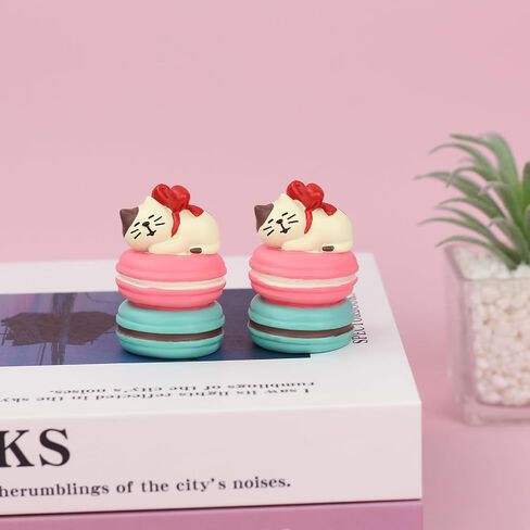 Cute Miniature Cat Figurine Resting on Chocolate Resin Mini Cat Figures, Kitten Miniature Desk Accessories - Perfect Cute Cat Gift for Cat Lovers in Saudi Arabia