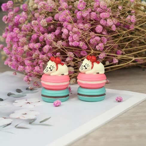 Cute Miniature Cat Figurine Resting on Chocolate Resin Mini Cat Figures, Kitten Miniature Desk Accessories - Perfect Cute Cat Gift for Cat Lovers in Saudi Arabia