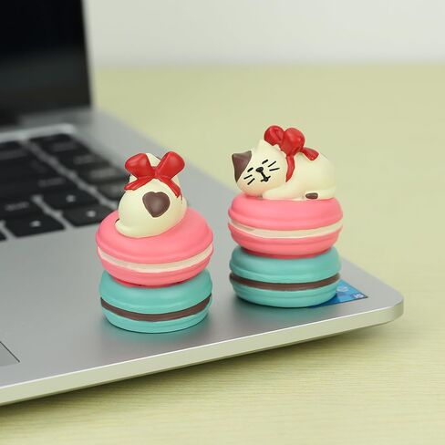 Cute Miniature Cat Figurine Resting on Chocolate Resin Mini Cat Figures, Kitten Miniature Desk Accessories - Perfect Cute Cat Gift for Cat Lovers in Saudi Arabia
