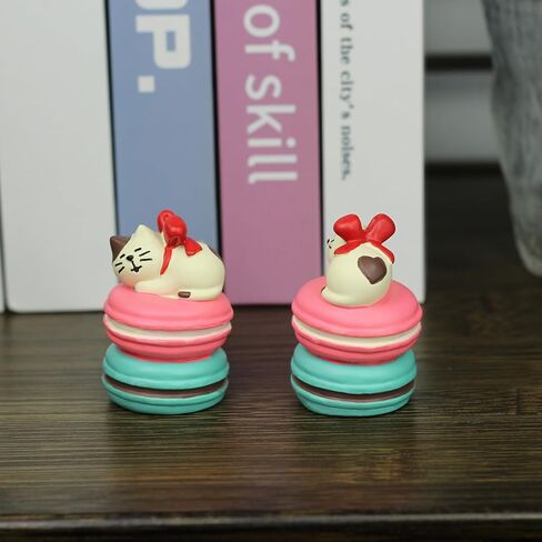Cute Miniature Cat Figurine Resting on Chocolate Resin Mini Cat Figures, Kitten Miniature Desk Accessories - Perfect Cute Cat Gift for Cat Lovers in Saudi Arabia