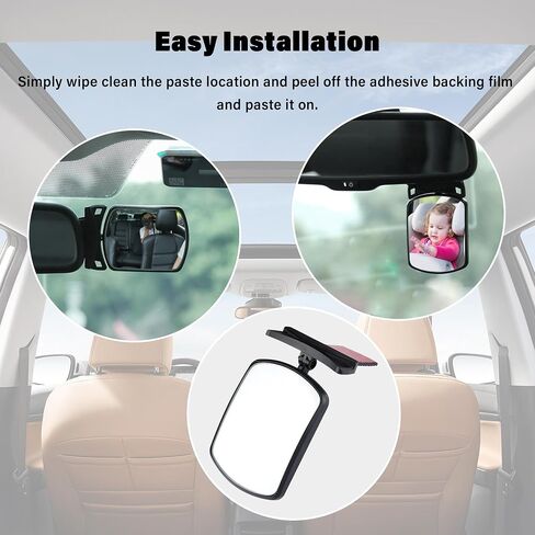 HD Wide Angle Baby Car Mirror,Adjustable Car Seat Mirror for Rear Seat Observation,Universal Car Accessories Interior Rear View Mirror for Ensuring Child Safety in Saudi Arabia
