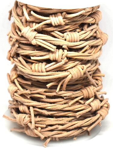 Fake Barbed Wire Made from 3 Strands 1.8mm Natural Untreated Leather Cord 10 Meter Spool (32.8 Foot) Spool Safe for Birds Toys by Greek Crafts in Saudi Arabia