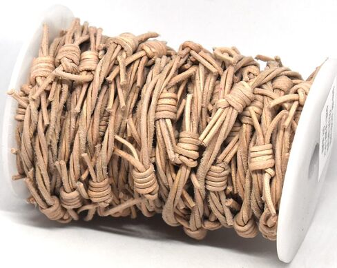 Fake Barbed Wire Made from 3 Strands 1.8mm Natural Untreated Leather Cord 10 Meter Spool (32.8 Foot) Spool Safe for Birds Toys by Greek Crafts in Saudi Arabia