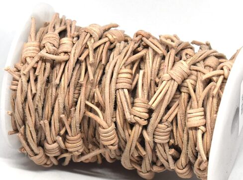 Fake Barbed Wire Made from 3 Strands 1.8mm Natural Untreated Leather Cord 10 Meter Spool (32.8 Foot) Spool Safe for Birds Toys by Greek Crafts in Saudi Arabia