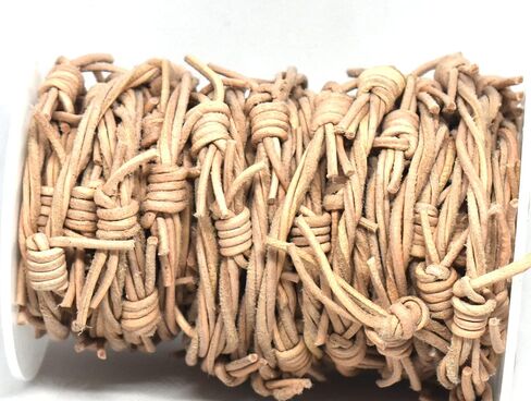 Fake Barbed Wire Made from 3 Strands 1.8mm Natural Untreated Leather Cord 10 Meter Spool (32.8 Foot) Spool Safe for Birds Toys by Greek Crafts in Saudi Arabia