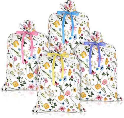 TaoBary 4 Pcs Large Gift Bags Jumbo Wedding Gift Bag Plastic Oversized Plastic Storage Bags 48"x 36" with 4 Rolls Ribbons for New Parents Baby Shower Birthday Engagement Christmas Party in Saudi Arabia