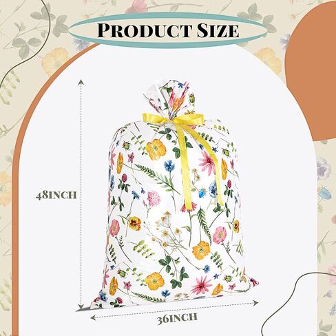 TaoBary 4 Pcs Large Gift Bags Jumbo Wedding Gift Bag Plastic Oversized Plastic Storage Bags 48"x 36" with 4 Rolls Ribbons for New Parents Baby Shower Birthday Engagement Christmas Party in Saudi Arabia
