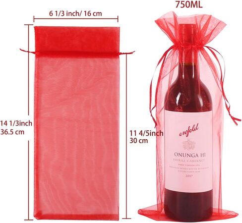 Organza Wine Bags White, 14 1/3 x 6 1/3 inches 750ML Wine Bottle Gift Bags with Drawstring for Wedding Festival Party Favors Fruit Protection(30pcs) in Saudi Arabia