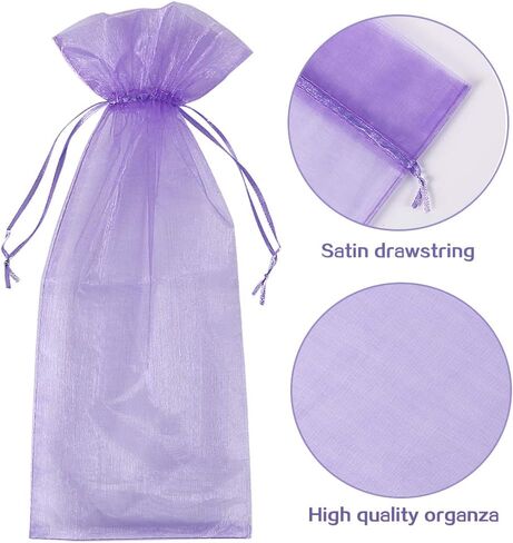 Organza Wine Bags White, 14 1/3 x 6 1/3 inches 750ML Wine Bottle Gift Bags with Drawstring for Wedding Festival Party Favors Fruit Protection(30pcs) in Saudi Arabia
