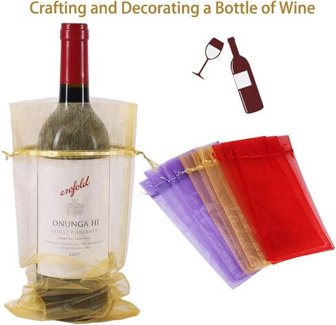 Organza Wine Bags White, 14 1/3 x 6 1/3 inches 750ML Wine Bottle Gift Bags with Drawstring for Wedding Festival Party Favors Fruit Protection(30pcs) in Saudi Arabia