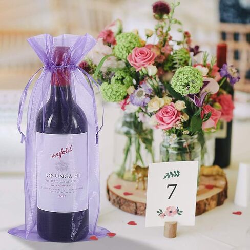 Organza Wine Bags White, 14 1/3 x 6 1/3 inches 750ML Wine Bottle Gift Bags with Drawstring for Wedding Festival Party Favors Fruit Protection(30pcs) in Saudi Arabia