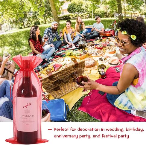 Organza Wine Bags White, 14 1/3 x 6 1/3 inches 750ML Wine Bottle Gift Bags with Drawstring for Wedding Festival Party Favors Fruit Protection(30pcs) in Saudi Arabia