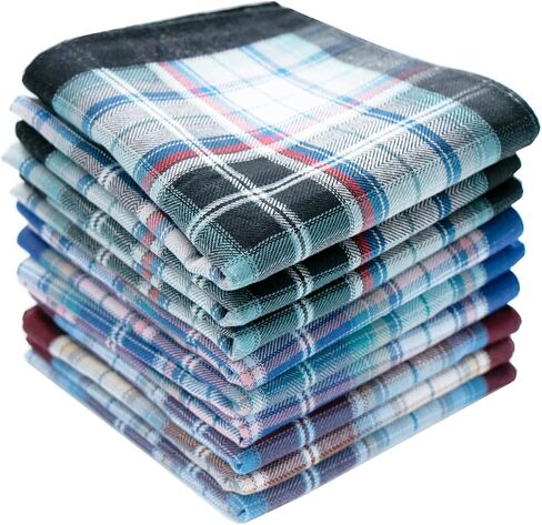 Mens Luxury 100% Cotton Handkerchiefs Plaid Pack in Kuwait