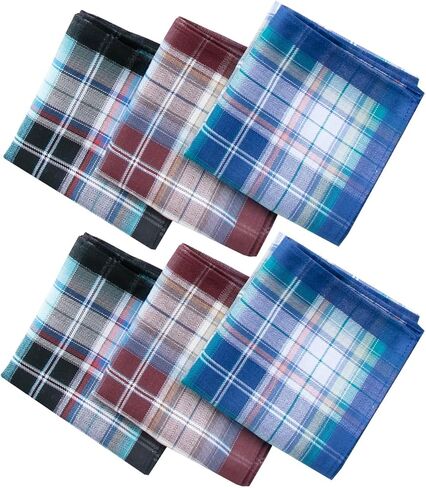 Mens Luxury 100% Cotton Handkerchiefs Plaid Pack in Kuwait