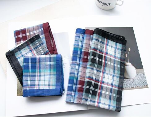 Mens Luxury 100% Cotton Handkerchiefs Plaid Pack in Kuwait
