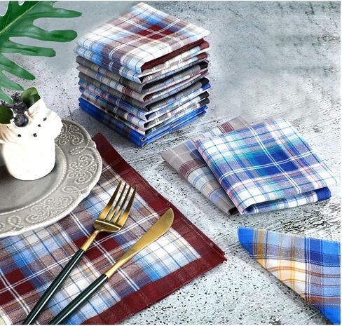 Mens Luxury 100% Cotton Handkerchiefs Plaid Pack in Kuwait