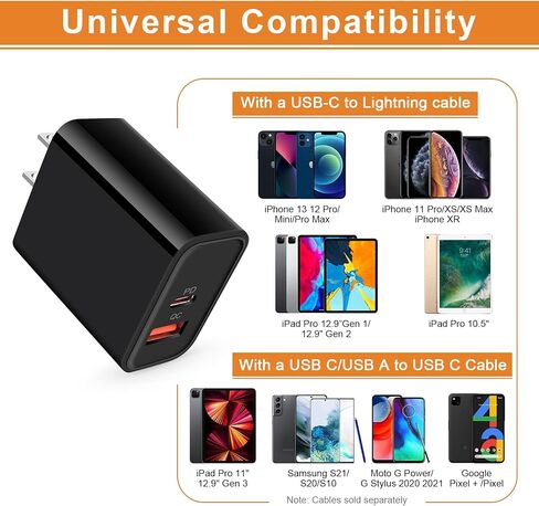 20W Android Samsung USB C Charger Block Fast Charging for Samsung Galaxy S24 Ultra/S24 Plus/A55/A35/S23 Ultra/S23FE/A25/A15/A05S/A53/A14/A13/A03S/A54, Fast Wall Charger Adapter USB C+QC3.0 Brick Cube in Saudi Arabia