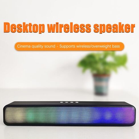 Portable Bluetooth Speaker, Stereo, Matte Black, RGB-Lights, TWS-Mode, Built-in Microphone, Support TF Card/USB/FM/3.5mm Input, Home, Outdoor in Kuwait