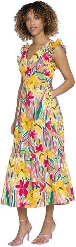 Maggy London Womens Women's Cocktail Dress with V-Neck, Ruffle, Pockets Maxi | Summer Dresses for Women in Saudi Arabia