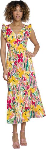 Maggy London Womens Women's Cocktail Dress with V-Neck, Ruffle, Pockets Maxi | Summer Dresses for Women in Saudi Arabia