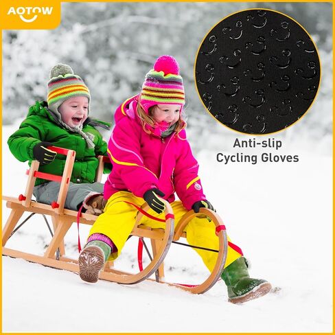 Kids Winter Warm Sports Gloves - Cold Weather Water-Resistant Children Mittens Age 4 12 Years Boys Girls Black in Saudi Arabia