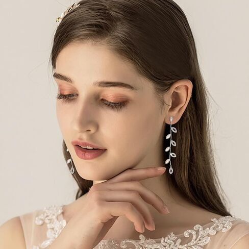 LOLIAS 6 Pairs Long Pearl Drop Earrings for Women Gold/Silver Plated Pearl Dangle Earrings Set Wedding Pearl Tassel Earrings Jewelry for Bridal Christmas Gift in Saudi Arabia