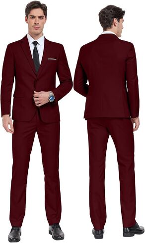 Datysum Men Suit 2 Piece Groomsmen Tuxedo Prom Blazer Slim Fit Suits Two Button Wedding Dress Jacket Pants Set with Tie in Kuwait
