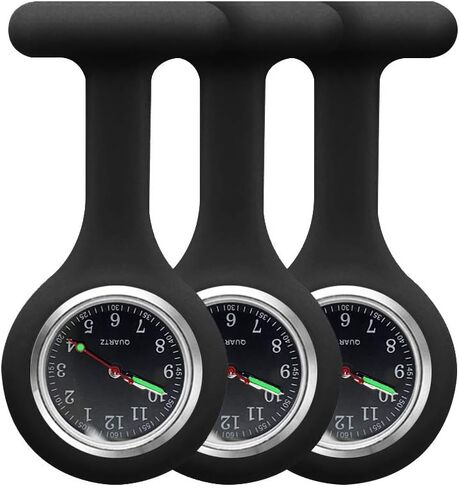 alladaga Set of 3 Nurse Fob Watches, Silicone Doctor Pocket Lapel Clip On Watches Gift in Kuwait