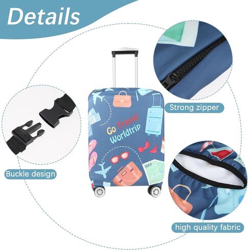 Luggage Protector Suitcase Cover 19-21inch Carry on Luggage Cover Protector for Suitcase Bag Covers for Luggage Anti-Scratch Suitcase Accessories Luggage Wraps for Suitcase （Go travel-Trip, S in Saudi Arabia