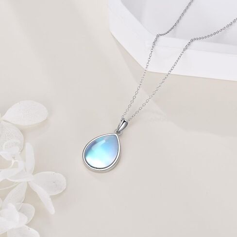 CRMAD Larimar/Opal/Amber/Malachite/Labradorite/Turquoise/Lapis Lazuli/Black Onyx/Rose Quartz/Peridot Necklace for Women 925 Sterling Silver Teardrop Pendant Jewelry Gifts for Girls in Saudi Arabia