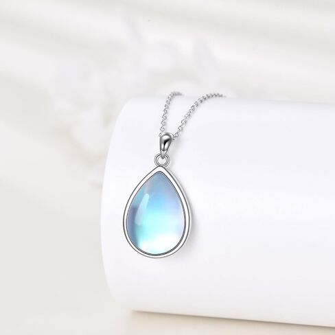 CRMAD Larimar/Opal/Amber/Malachite/Labradorite/Turquoise/Lapis Lazuli/Black Onyx/Rose Quartz/Peridot Necklace for Women 925 Sterling Silver Teardrop Pendant Jewelry Gifts for Girls in Saudi Arabia