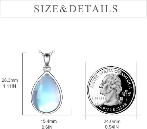 CRMAD Larimar/Opal/Amber/Malachite/Labradorite/Turquoise/Lapis Lazuli/Black Onyx/Rose Quartz/Peridot Necklace for Women 925 Sterling Silver Teardrop Pendant Jewelry Gifts for Girls in Saudi Arabia