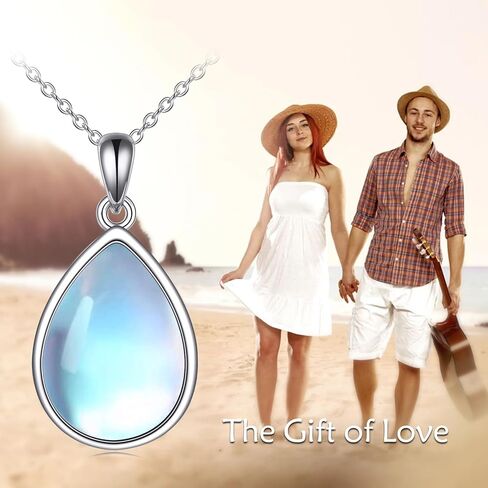 CRMAD Larimar/Opal/Amber/Malachite/Labradorite/Turquoise/Lapis Lazuli/Black Onyx/Rose Quartz/Peridot Necklace for Women 925 Sterling Silver Teardrop Pendant Jewelry Gifts for Girls in Saudi Arabia