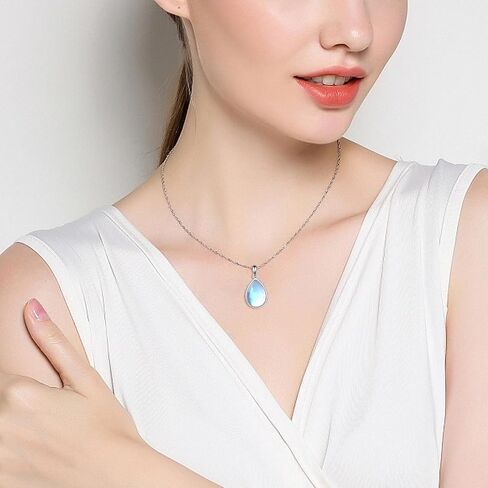 CRMAD Larimar/Opal/Amber/Malachite/Labradorite/Turquoise/Lapis Lazuli/Black Onyx/Rose Quartz/Peridot Necklace for Women 925 Sterling Silver Teardrop Pendant Jewelry Gifts for Girls in Saudi Arabia