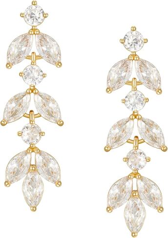 SWEETV Cubic Zirconia Wedding Earrings for Brides Bridesmaids, Elegant Marquise Bridal Dangling Earrings, Crystal Drop earrings for Women Jewelry Gifts in Kuwait