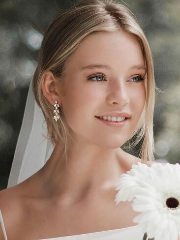 SWEETV Cubic Zirconia Wedding Earrings for Brides Bridesmaids, Elegant Marquise Bridal Dangling Earrings, Crystal Drop earrings for Women Jewelry Gifts in Kuwait