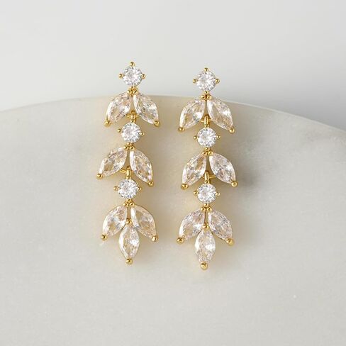 SWEETV Cubic Zirconia Wedding Earrings for Brides Bridesmaids, Elegant Marquise Bridal Dangling Earrings, Crystal Drop earrings for Women Jewelry Gifts in Kuwait