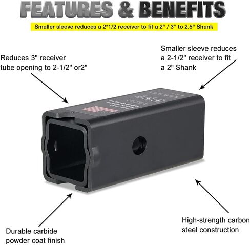 Trailer Hitch Receiver Adapter Reducer Sleeves Set 3 to 2-1/2 or 2-Inch, 2-1/2 to 2 Inch Hitch Extender Towing Hitch Receivers in Saudi Arabia