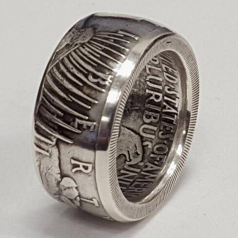 Morgan Silver Dollar Coin Men's Ring Coin Ring Morgan Silver Coin Design Ring, Men's Coin Ring, Fashion Jewelry Handmade Punk Vintage Personality Coin Ring, in God We Trust Rings Size 7 in Saudi Arabia
