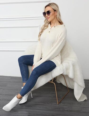 VIMPUNEC Women Fall and Winter Sweaters Trendy Cozy Knit Pullover Cute Long Sleeve Sweater Tops in Kuwait