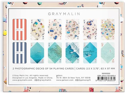 مجموعة بطاقات اللعب Galison Gray Malin The Beach من مجموعتين من بطاقات اللعب ذات الحجم القياسي مع تصميم أنيق، صندوق درج خارجي قوي، إضافة مثالية إلى ليلة اللعب، فكرة هدية فريدة من نوعها in Saudi Arabia