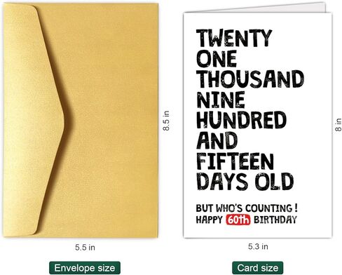 Funny 60th Birthday Card for Him Her, 60 Years Old Birthday Card for Men Women, Happy 60th Birthday Card, 21915 Days Old But Who's Counting 60th Bday Card in Kuwait