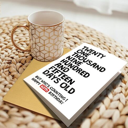 Funny 60th Birthday Card for Him Her, 60 Years Old Birthday Card for Men Women, Happy 60th Birthday Card, 21915 Days Old But Who's Counting 60th Bday Card in Kuwait