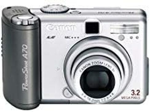 كاميرا Canon PowerShot A70 الرقمية بدقة 3.2 ميجابكسل مع تكبير بصري 3x (متجدد)، حجم الجيب، رمادي in Saudi Arabia
