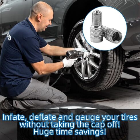 4PCS Double Seal Valve Stem Caps & Inflate Tire Air Caps, High Pressure Flow Through Tires Air Cap for Truck Car RV Semi Bus Tires Semi Truck Accessories, Silver Air Cap Tire in Saudi Arabia