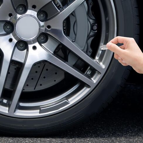 4PCS Double Seal Valve Stem Caps & Inflate Tire Air Caps, High Pressure Flow Through Tires Air Cap for Truck Car RV Semi Bus Tires Semi Truck Accessories, Silver Air Cap Tire in Saudi Arabia